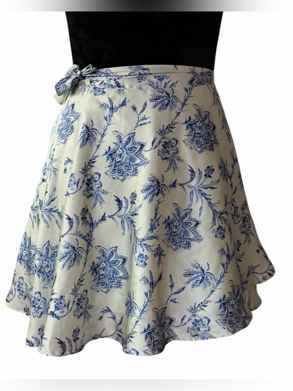 Urban Outfitters Blue & White Floral Wrap Mini Skirt | Cottagecore Coquette